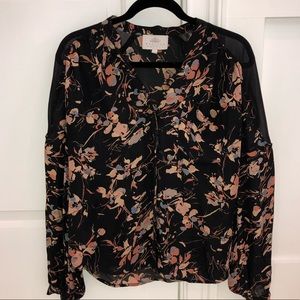 Madison Marcus Floral Print Silk Blouse Size Small